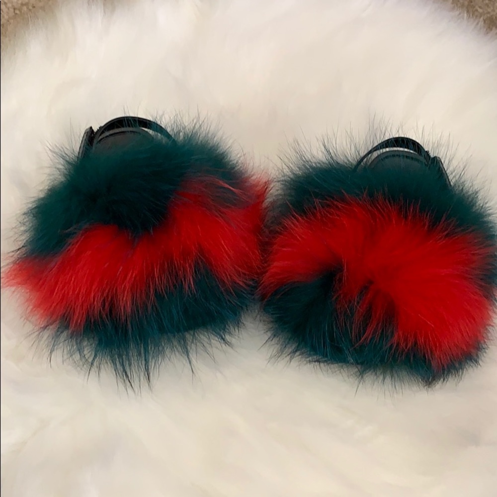 Toddler fox fur slides